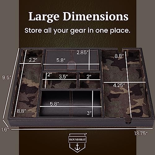 Victory Valet Tray for Men, Camo Gifts for Men, Handmade PU Leather EDC Tray, Scratch Resistant, Nightstand Organizer - Black Woodland Camo - view 5