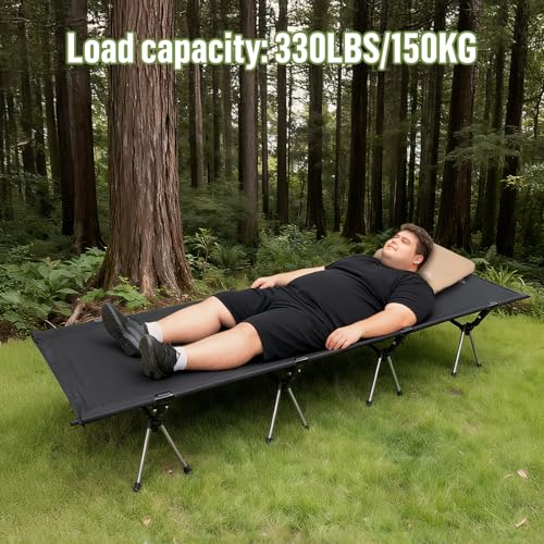 Camping Cot Bed - Portable Folding Sleeping Cots for Adults 1-Person Outdoor Elevated Off-Ground Beds Easy Set-up Army Sleeping Bed 87"x32" - view 4