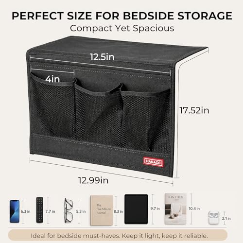 Bedside Caddy, Remote Holder for Bed, Storage Organizer, Black - view 6