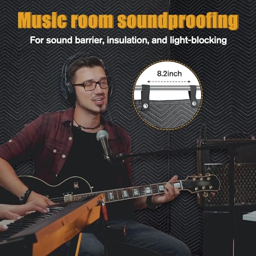 72" x 40" Studio Large Sound Dampening Blanket, Sound Insulated Blanket Sound Absorbing Blanket with Grommets for Soundproofing Noise Reduction Light Blocker Basement Recording Studio - view 6
