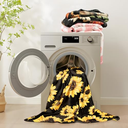 Sunflower Blankets Gifts for Women, Flannel Fleece Sunflower Gift, Floral Throw Blanket for Couch Bed Sofa, Soft Cozy Warm Lightweight Blankets for Travel Camping 260GSM (50"x60") - view 7