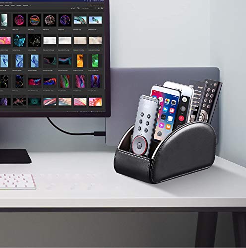Large PU Leather TV Remote Control Holder Organizer with 5 Compartments - view 5