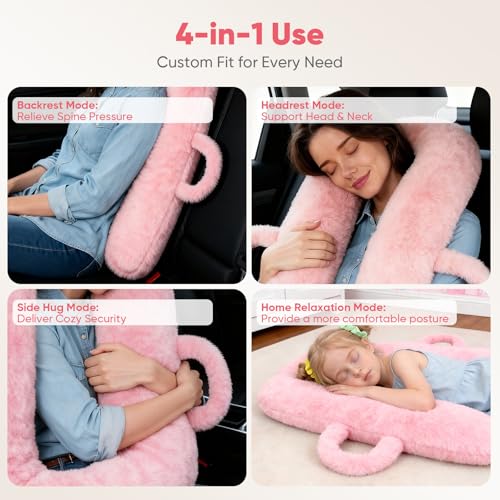 Car Pillow for Kids, Removable, Washable Pillowcases and Pillow Inserts(The only Upgrade on the Market),Travel Pillow for Car Sleeping(Pink) - view 4