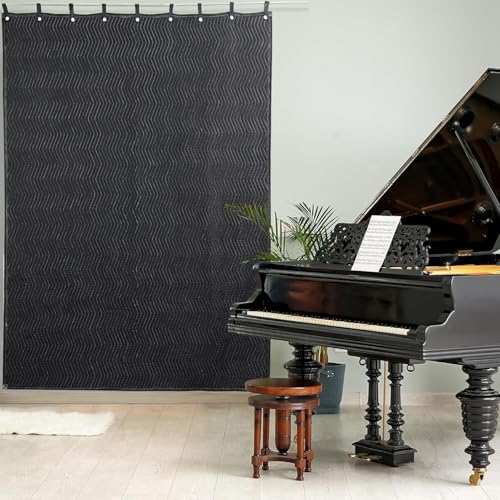 Large Sound Dampening Blanket, 72" x 48" Sound Absorbing Panel with Grommets for Wall Hanging, Noise Reduce Curtains for Recording Studio Use and Basements, 72" x 48", Black - view 4