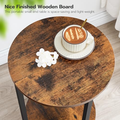 Round Side Table, Wooden Look Accent End Table for Sofa Couch - view 6