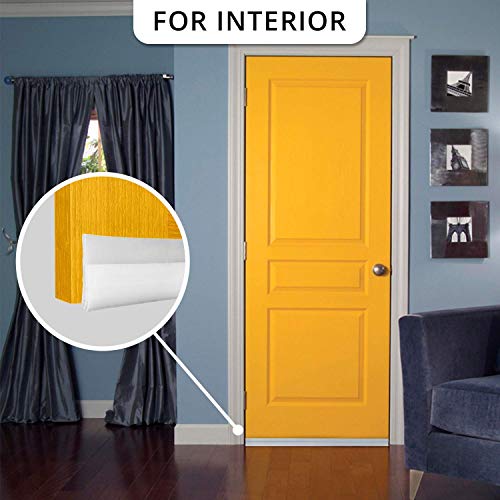 2PACK Door Draft Stopper, Strong Adhesive Door Sweep for Exterior and Interior Doors, Dustproof and Soundproof, 2" W x 39" L (White) - view 5