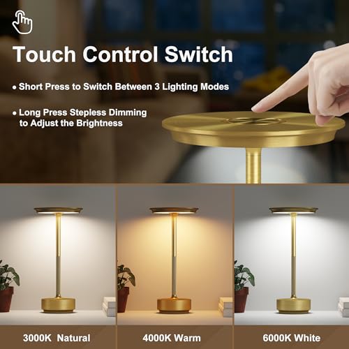 2 Pack Cordless Table Lamps Rechargeable, 5000mAh LED Table Light - view 2