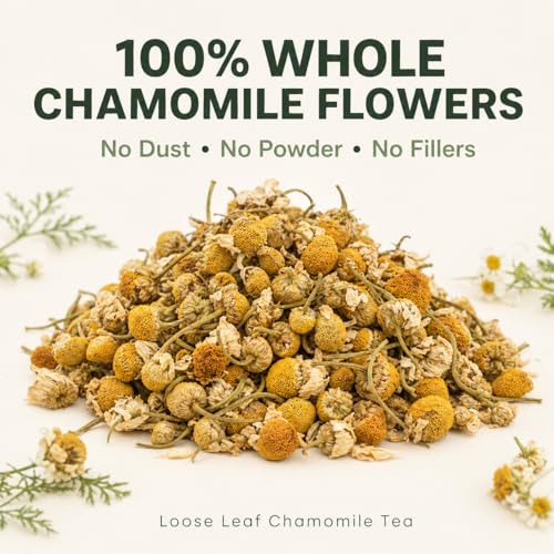 Organic Chamomile Flowers (4 oz) – Whole Egyptian Chamomile Loose Leaf Herbal Tea, Caffeine-Free, Premium Dried Chamomile Flowers for Tea, Baths & Blends - view 3