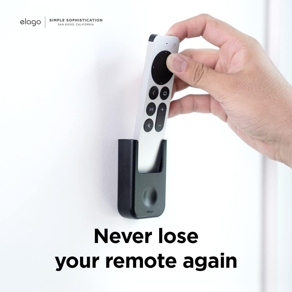 Universal Remote Holder Mount for Apple TV Remote Controls | Adhesive Tape or Screw Mounting Options, Available Wired Charging [Small] [3rd & 2nd Gen] [Black] - view 2