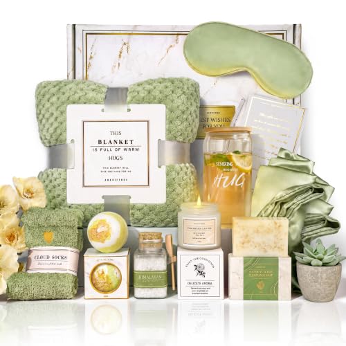 Gift Basket for Women,Care Package for Women,Birthday Gift Basket,12PC Get Well Gifts After Surgery,Grief,Sympathy Gifts,Condolences (green)