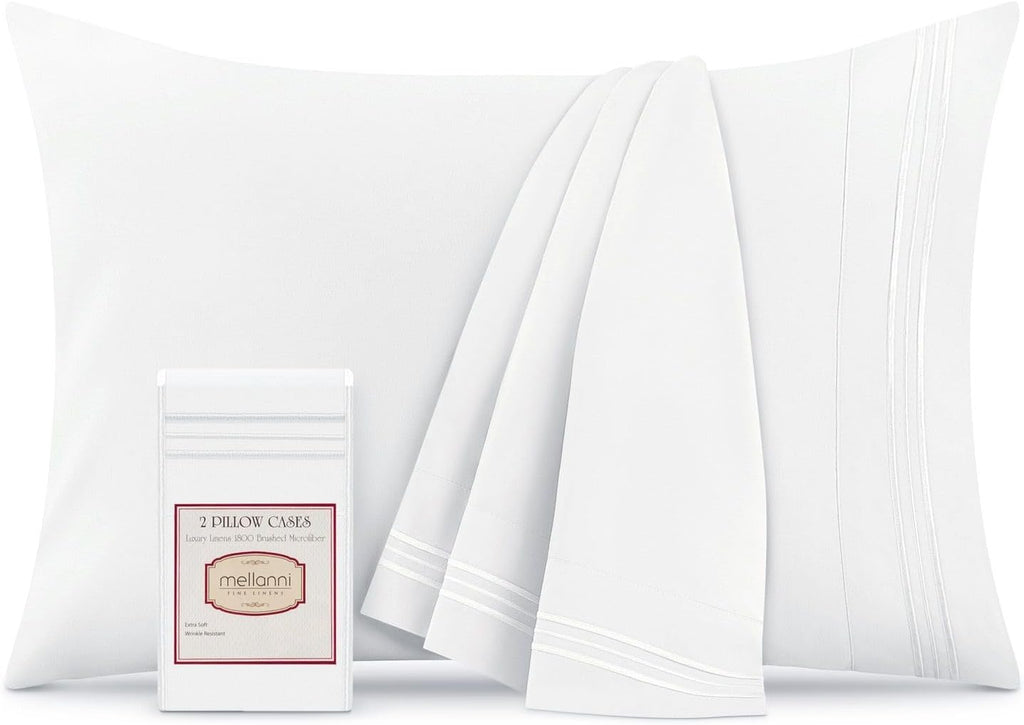 Pillow cases - luxury, extra soft | cooling pillow covers - 2 PC pillow cases - envelope closure (Standard/Queen 20" x 30", White)