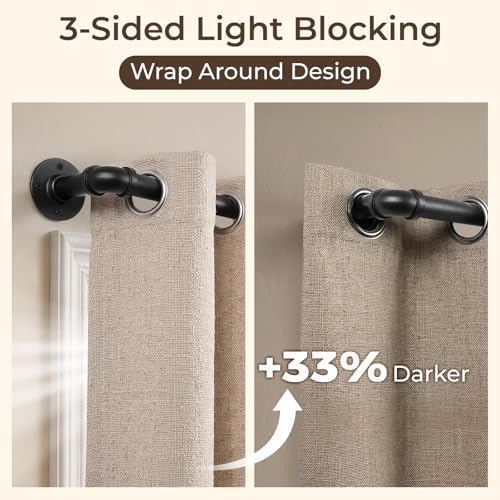 1” Wrap Around Blackout Curtain Rod, 72-144 Inch, Black - view 4