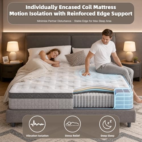 12 Inch Full Size Mattress, Medium Firm Hybrid Gel Memory Foam Mattresses and Individually Pocketed Spring, Motion Isolation, Pressure Relief, Edge Support, CertiPUR-US - view 4