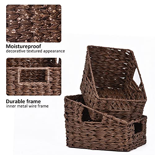 Wicker Storage Baskets, Waterproof Wicker Basket with Handles - view 4
