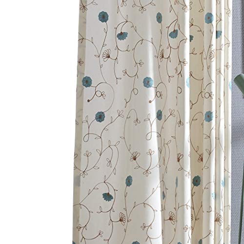 Faux Linen Branch Embroidered Grommet Curtains, 2 Panels, 52 x 84 - view 8