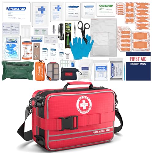 Comprehensive First Aid Kits- Advanced Trauma Kits with Labeled Compartments, Large Emergencies Medical Kits for Car, Home, Camping and Outdoor Emergencies -324Piece Set