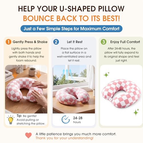 5 Pcs Travel Pillow Blanket Set, Airplane,Checkered,Pink - view 3
