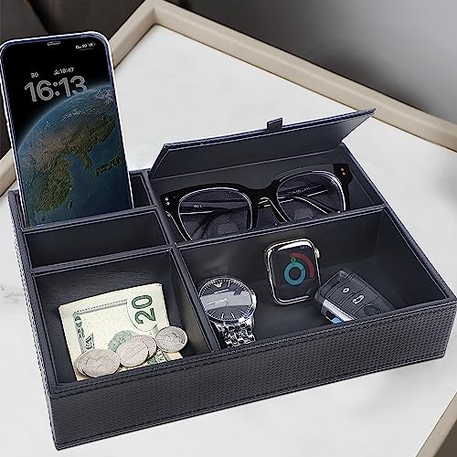 Men's Valet Tray, 5 Compartments, Black - view 4