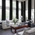 Black 192 inch Long Velvet Curtains for High Living Room
