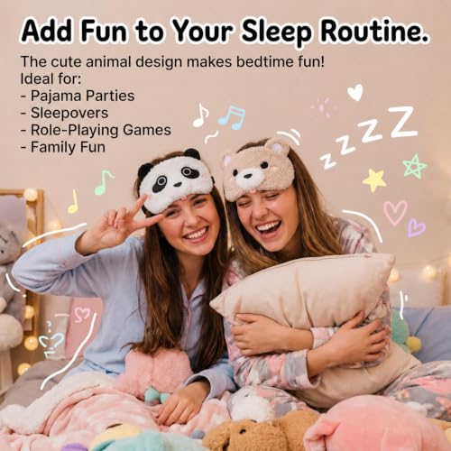 Sleeping Mask for Kids, 2 Pcs Plush Bear Panda Cute Sleep Mask - view 6