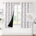 100% Blackout Curtains for Living Room Camellia Floral Blackout Curtains 63 Inches Long Light Blocking Window Treatment Curtains with Black Liner Grommet Thermal Drapes, 2 Panels, Taupe