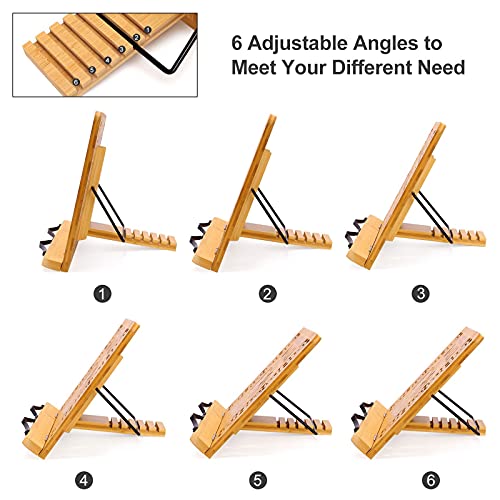 Foldable Bamboo Book Stand Adjustable Cookbook Reading Holder - view 6