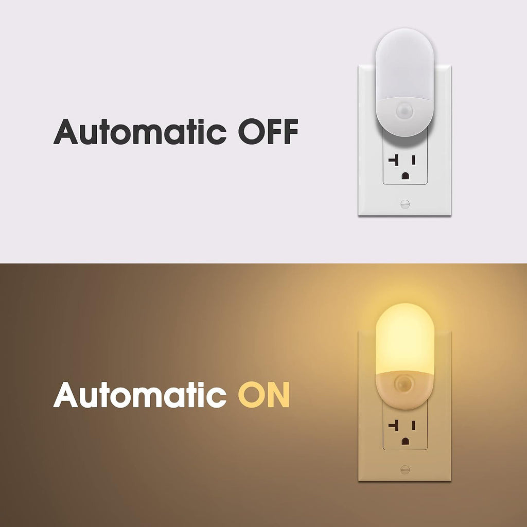 LED night lights plug into wall, [2 pack] LED dimmable night light | light sensors, 30/60LM adjustable brightness nightlights, soft white 3000K automatic night light for kids, hallway - view 2