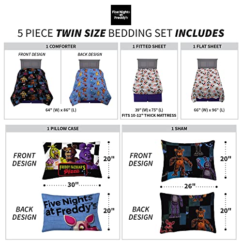 Kids Bedding Super Soft Comforter and Sheet Set with Sham, 5 Piece Twin Size, Five Nights At Freddy's - view 4