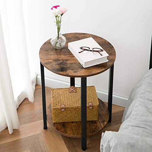 Round Side Table, Wooden Look Accent End Table for Sofa Couch - view 5
