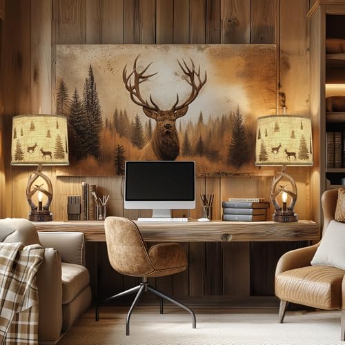 Rustic Farmhouse Antlers Table Lamp Set of 2 with Night Light - view 4