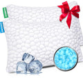 Cooling Bed Pillows for Sleeping 2 Pack Shredded Memory Foam Pillows Adjustable Pillow for Side Back Stomach Sleepers Luxury Gel Pillows Queen Size Set of 2 with Washable Removable Cover