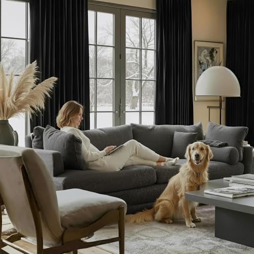 Black Velvet Curtains 84 inch Long for Bedroom Rod Pocket - view 3