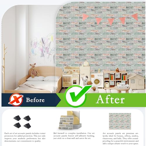 24 Pack Acoustic Panels, Brick Sound Proof Foam Panels for Walls - view 5
