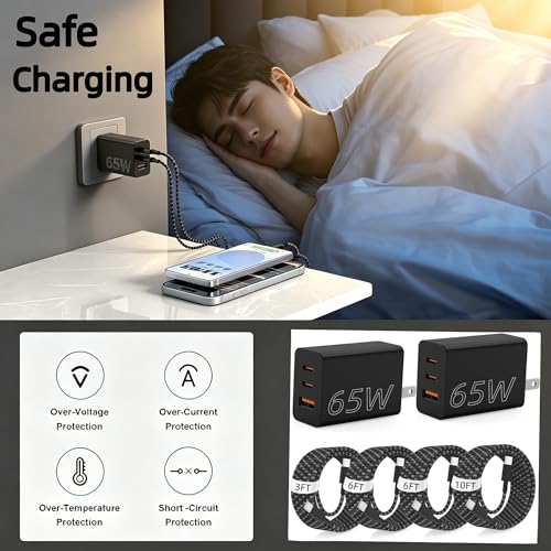 3 Port 65W USB C Fast Charger Block with Type C Cable,Multi Device Charging - view 5