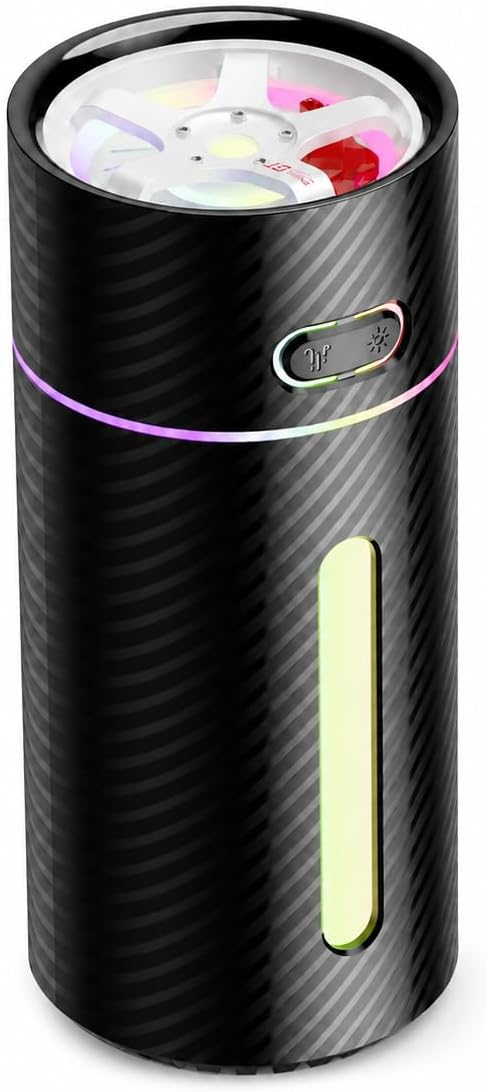 Plug-In Travel Humidifier with Rim-Inspired Fidget Spinner, 9 fl oz USB-C Powered Portable Mini Cool Mist Personal Humidifier for Car, Office, Desk and Hotel