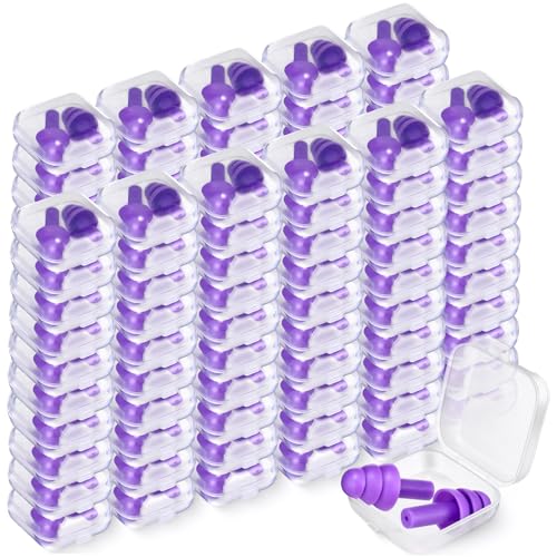 100 Pairs Silicone Ear Plugs Bulk with Case Nrr 29db, Black
