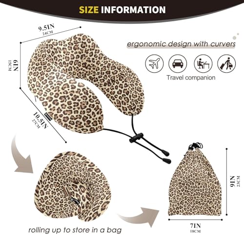 Leopard Cheetah Print Animal Gemoetric Neck Pillow Travel for Sleeping Airplane Travel Kit with Snap Clip & Storage Bag - view 3