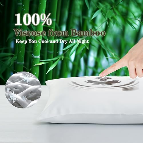 Bamboo Viscose Zipper Pillow Cases Standard Size 2 Pack, 400 Thread Count - view 3