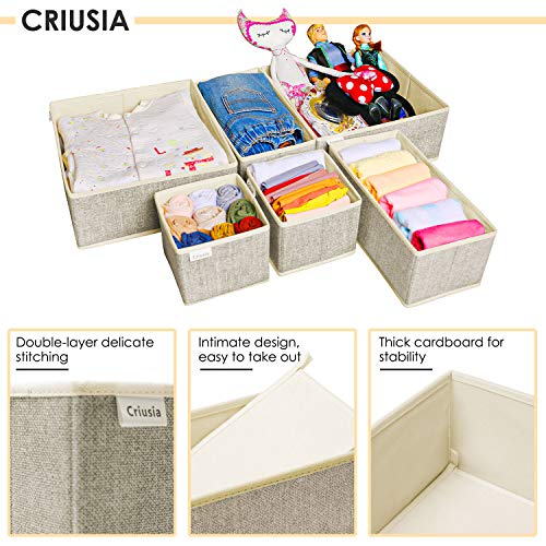 Underwear Drawer Organizer, 6 Set Foldable Underwear Drawer Organizer and Closet Dividers,Storage Box for Clothes, Socks, Underwear (6 Bins, Beige) - view 4