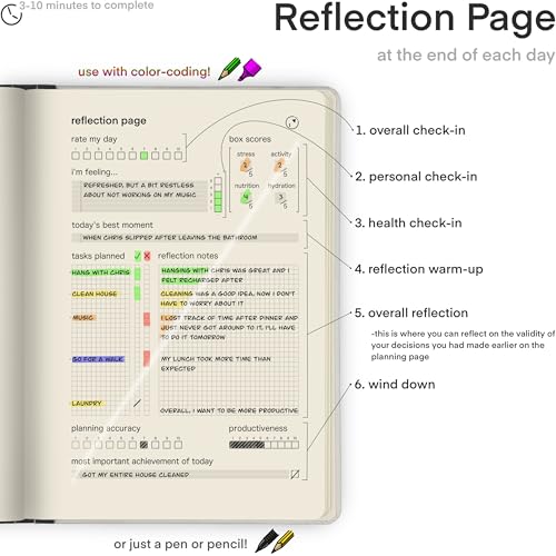 Advanced Self-Improvement System for Productivity, Habits & Goals — Undated Daily & Hourly 3-Month Planner & Reflection Journal | Premium Lay-Flat Minimalist Design | Made by a Firefighter - view 4