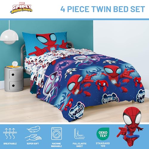 Marvel Spidey & His Amazing Friends Twin Size Comforter Set - 4 Piece Includes Sheet Set, Pillow Covers & Bonus Duffle Bag - Super Soft Kids Bedding with Ghost Spider and Miles Morales - view 4