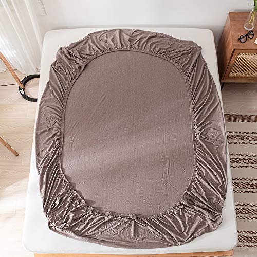 Queen Fitted Sheet Fits Up to 15" Deep Pocket, Solid Brown Coffee - view 4