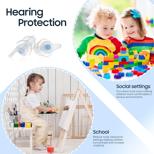 Kids Ear Plugs (6-12 yrs) - Ear Protection for Child Adult with Small Ear Canals, Reusable Noise Relief Earplugs for Fly, Sports, Firework, Noise Sensitivity, Festival, Tinnitus Relief, 25dB, 2 Pair - view 3