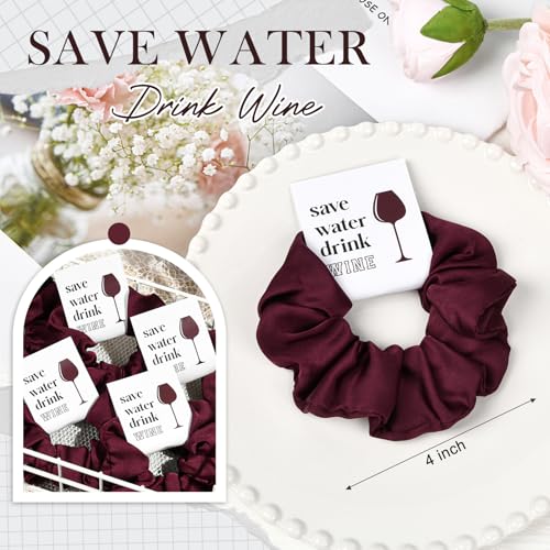 Burgundy Bachelorette Party Favors Set of 8 Themed Bridesmaid Proposal Gifts Satin Scrunchies Hair Ties Bridal Shower Wedding Favors for Women - view 2