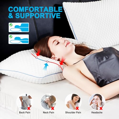 Cooling Shredded Memory Foam Bed Pillows, Queen Size, Set of 4, 20 x 30 in - view 2