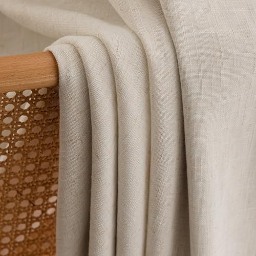 Blackout Natural Linen Pleated Curtains 2 Panels - 40"Wx102"L, Back Tab - view 3