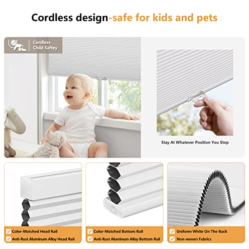 Cordless Cellular Shades, 33'' W x 36'' H, White - view 2