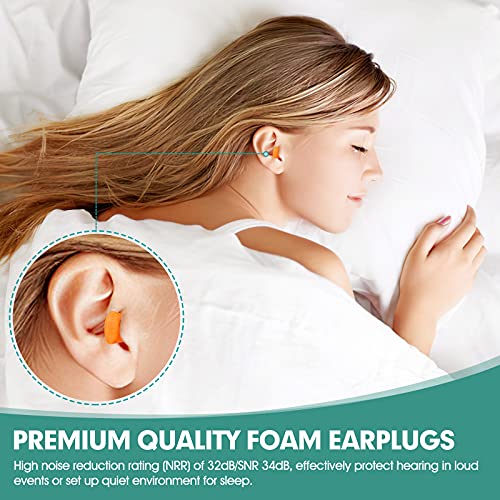100 Pairs Orange Foam Ear Plugs for Sleeping, 33dB NRR Noise Reduction - view 2