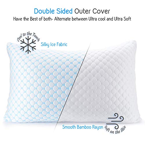 Cooling Pillows for Sleeping - Memory Foam Pillows - Luxury Gel Pillow with Reversible Cover Cool to Velvety - Breathable Bed Pillows for Side Sleepers - Queen - 18 x 26 - view 6