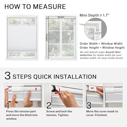 No Drill Top Down Bottom Up Cellular Shades Cordless No Tools Blinds - view 6